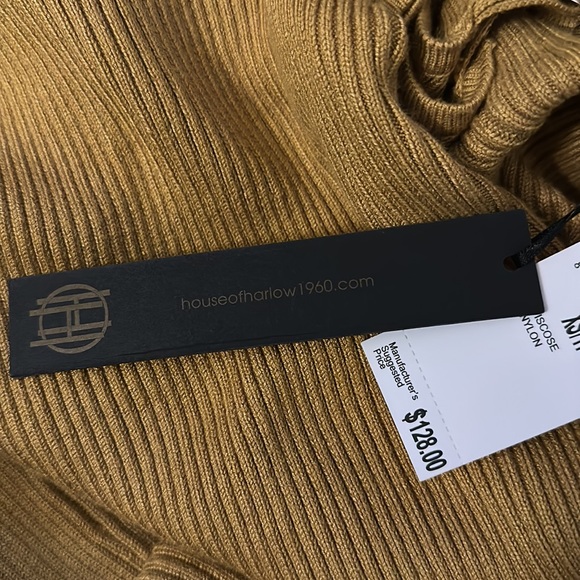 House of Harlow 1960 Bronze Gold Ribbed Bodycon Dress - Picture 7 of 8